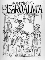 Diego de Almagro and Francisco Pizarro in Castile (woodcut) | Obraz na stenu