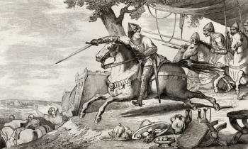 Lothair (941-86) leads his army into battle, from 'Histoire de France' by Colart, published c.1840 (engraving) | Obraz na stenu