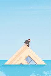Man on sinking building | Obraz na stenu