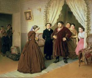 The Governess Arriving at the Merchant's House, 1866 (oil on canvas) | Obraz na stenu