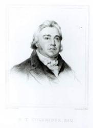 Portrait of Samuel Taylor Coleridge (1772-1834) engraved by Henry Meyer (1782-1847) (engraving) (b/w photo) | Obraz na stenu