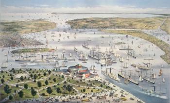 Port of New York, Looking South, c.1880 (colour litho) | Obraz na stenu