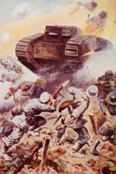 Tanks in Action, illustration from 'The Outline of History' by H.G. Wells, Volume II, published in 1920 (colour litho) | Obraz na stenu