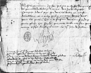 Signature of Louis XI on a letter to the Governor of Anjou, dated 3 July 1472 (ink on paper) | Obraz na stenu