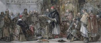 A Scene of Monastic Life: Preaching in the Church (w/c on paper) | Obraz na stenu