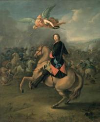 Portrait of Peter the Great against a background of the Battle of Poltava | Obraz na stenu