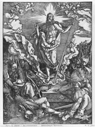 Resurrection, from 'The Great Passion' series, 1510 (woodcut) (b/w photo) | Obraz na stenu