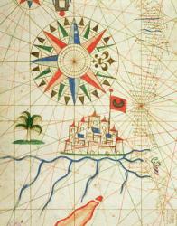 Egypt, the River Nile and Cairo, from a nautical atlas, 1646 (ink on vellum) (detail from 330936) | Obraz na stenu