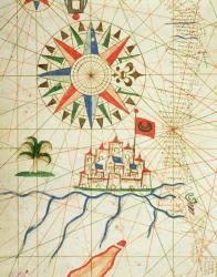 Egypt, the River Nile and Cairo, from a nautical atlas, 1646 (ink on vellum) (detail from 330936) | Obraz na stenu