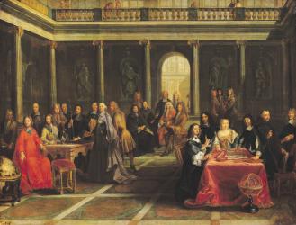 Queen Christina of Sweden (1626-89) and her Court (oil on canvas) | Obraz na stenu