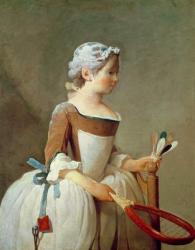 Girl with Racket and Shuttlecock, c.1740 (oil on canvas) | Obraz na stenu