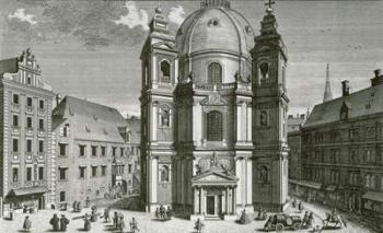 View of the Peterskirche, Vienna engraved by Johann Bernard Hattinger (engraving) | Obraz na stenu
