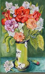 Carnations and Alstroemeria in an Art Nouveau Vase 2011 (w/c on paper) | Obraz na stenu