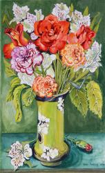Carnations and Alstroemeria in an Art Nouveau Vase 2011 (w/c on paper) | Obraz na stenu