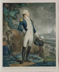 Portrait of the Marquis de La Fayette (1757-1834) commander of the National Guard, 1790 (coloured engraving) | Obraz na stenu