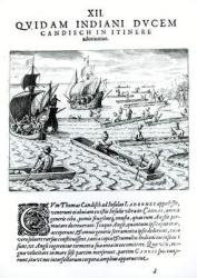 Expedition of Thomas Cavendish, from 'Americae', written and engraved by Theodore de Bry (1528-98) 1593 (engraving) (b/w photo) | Obraz na stenu
