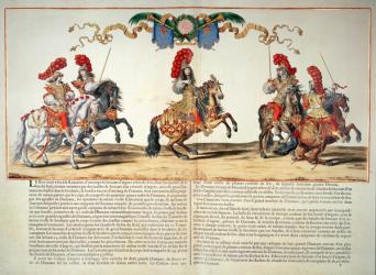 Carousel Performed by Louis XIV (1638-1715) in Front of the Tuileries, 5th June 1662 (coloured engraving) | Obraz na stenu