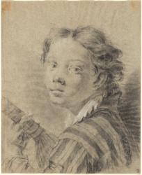 A Boy with a Lute, c.1740 (black and white chalk and charcoal on blue paper) | Obraz na stenu