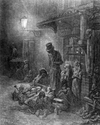 Off Billingsgate, view of Harrow Alley, from 'London, a Pilgrimage', written by William Blanchard Jerrold (1826-84), engraved by Heliodore Joseph Pisan (1822-90), pub. 1872 (engraving) | Obraz na stenu