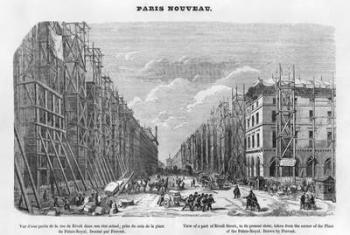New Paris, view of a part of Rivoli street, in its present state, taken from the corner of the Place of the Palais-Royal, 1877 (engraving) (b/w photo) | Obraz na stenu
