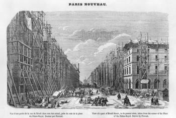 New Paris, view of a part of Rivoli street, in its present state, taken from the corner of the Place of the Palais-Royal, 1877 (engraving) (b/w photo) | Obraz na stenu