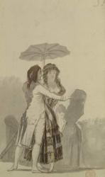 Couple with a Parasol, 1797 (black and grey pencil on paper) | Obraz na stenu