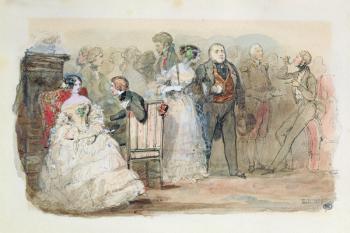 A Reception during the Reign of Louis-Philippe (1830-48) 1832 (pen & ink and w/c on paper) | Obraz na stenu