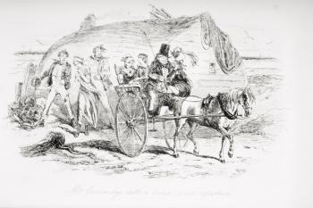 Mrs. Gummidge casts a damp on our departure, illustration from 'David Copperfield' by Charles Dickens (1812-70) first published 1850 (litho) | Obraz na stenu