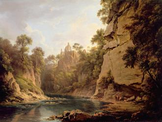 Hawthornden Castle, near Edinburgh, c.1820-22 (oil on canvas) | Obraz na stenu