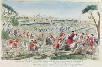 The French Army Commanded by Marshal d'Estrees at Cassel, 22nd June 1762 (coloured engraving) | Obraz na stenu
