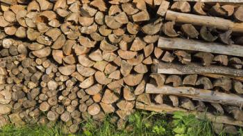 Stack of chopped wood, preparation for winter, Upper Carniola, Slovenia (photo) | Obraz na stenu
