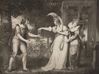 Lawn before the Duke's palace, Act I, Scene II, from 'As You Like It', from The Boydell Shakespeare Gallery, published late 19th century (litho) | Obraz na stenu