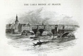 Prague Bridge, from 'Leisure Hour', 1891 (engraving) | Obraz na stenu