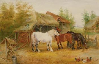 Carthorses in a farmyard | Obraz na stenu