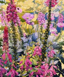 Garden with Foxgloves (w/c on paper) | Obraz na stenu