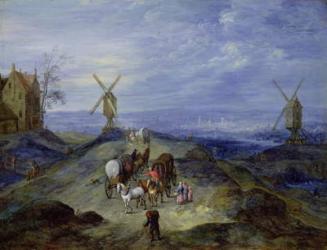 Landscape with Two Windmills, 1612 (oil on canvas) | Obraz na stenu