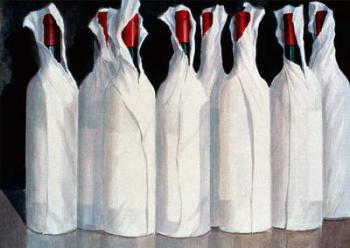 Wrapped Wine Bottles, Number 1, 1995 (acrylic on paper) | Obraz na stenu