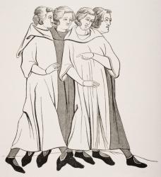Group of Bourgeois, after a miniature in a 13th century manuscript, from 'Le Moyen Age et La Renaissance' by Paul Lacroix (1806-84) published 1847 (litho) | Obraz na stenu