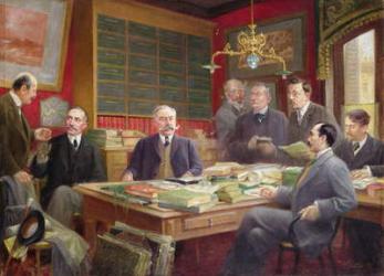 Claude Auge (1854-1924) in his Office with his Colleagues (oil on canvas) | Obraz na stenu