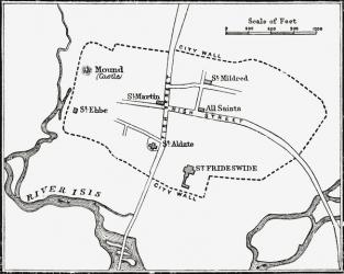 Map of Oxford, England, 12th to 13th century, from 'A Short History of the English People' by J. R. Green, published 1893 (litho) | Obraz na stenu