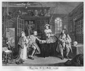 Marriage a la Mode, Plate III, The Inspection, 1745 (engraving) | Obraz na stenu