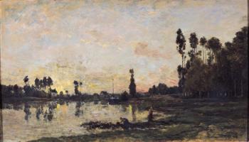 Sunset on the Oise, 1865 (oil on panel) | Obraz na stenu