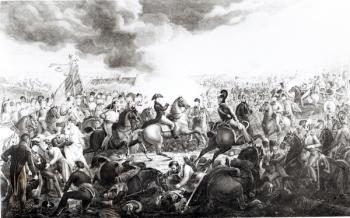 Wellington at the Battle of Waterloo, 18th June 1815 (engraving) (b&w photo) | Obraz na stenu
