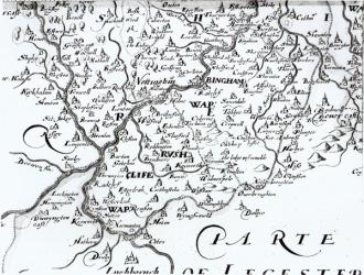 Detail of a map of the county of Nottinghamshire showing the town of Nottingham, 1642 (engraving) | Obraz na stenu