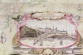 Cartouche of Quebec from 'Carte de l'Amerique Septentrionale', 1688 (coloured engraving) | Obraz na stenu