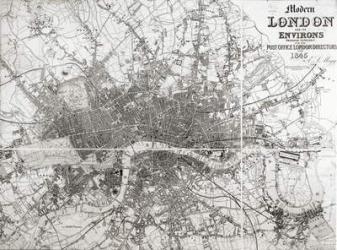 Map of Modern London and its Environs, 1854 (litho) | Obraz na stenu