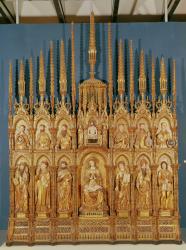 Polyptych depicting the Virgin and Child with Twelve Saints (gilded wood) | Obraz na stenu