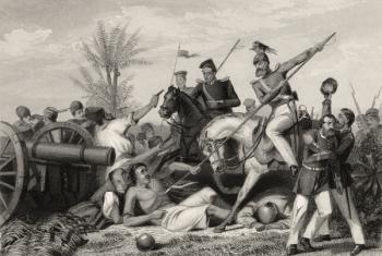 Capture of a gun at Banda, from 'The History of the Indian Mutiny' published in 1858 (engraving) | Obraz na stenu
