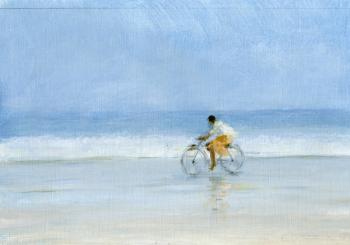 Boy on Bicycle (acrylic on paper) | Obraz na stenu