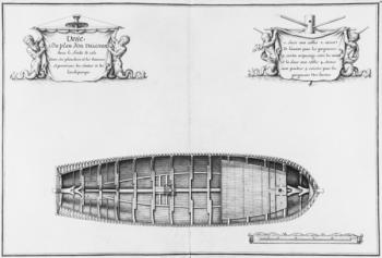 Plan of the hold of a vessel, illustration from the 'Atlas de Colbert', plate15 (pencil & w/c on paper) (b/w photo) | Obraz na stenu